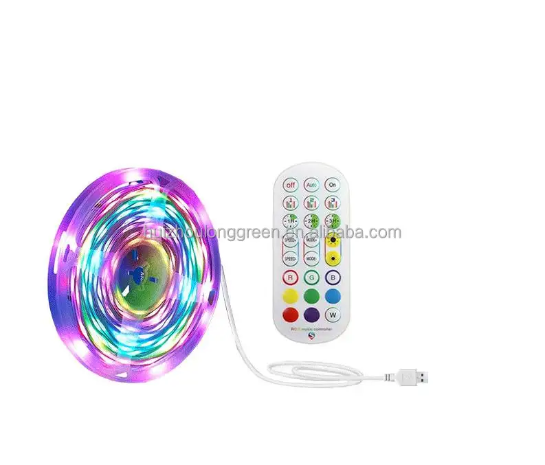 Bande lumineuse LED RGB couleur complète avec 5v USB intégré IC eau courante lumière rgb 5050 boîtier batterie Bluetooth 2.4G télécommande