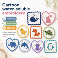 Patchs brodés hydrosolubles personnalisés style crochet, motifs en dentelle cœur, carré, dessin animé, animal, vente en gros à prix d'usine
