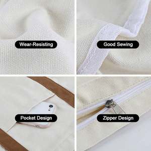 Bolsas de Compras de Lona de Algodón Extra Grandes Personalizadas con Logotipo Impreso en Serigrafía, con Bolsillo y Asa de Hombro con Cremallera - Product Image 6