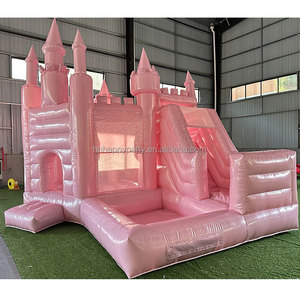Castillo hinchable Inflables comerciales Gigantes White Bounce House Combo con piscina de bolas - Product Image 4