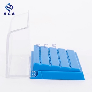 Custodia in plastica di colore giallo blu per trapani per disinfezione dentale in carburo porta frese - Product Image 4