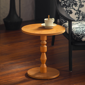 Round Side <b>Table</b> Light Oak Solid Wood Spindle <b>Leg</b> Living Room <b>Table</b> - Product Image 5