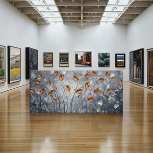Tableau mural floral 3D moderne, peinture à l'huile abstraite texturée faite à la main au couteau à <span class=keywords><strong>palette</strong></span>, toile minimaliste à fleurs, décoration d'hôtel - Product Image 4
