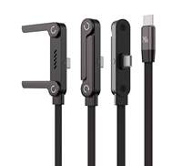 Câble de charge invisible 2-en-1 en gros, 240W, charge rapide, multi-câbles avec support de type C réglable pour téléphone et tablette