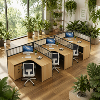 Bureau d'ordinateur en forme de L pour le télétravail avec cloison, poste de travail modulaire extensible et convertible en bois moderne pour centre d'appels
