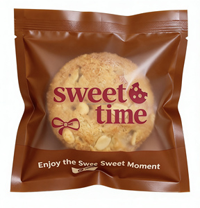 Sachets en plastique personnalisés de qualité alimentaire pour emballage individuel de biscuits, beignets et pâtes à biscuits, avec fenêtre transparente et trois côtés thermosoudés - Product Image 4