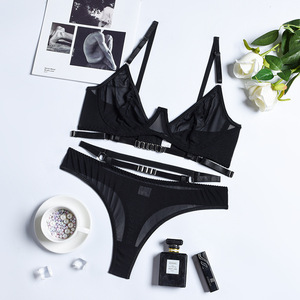 Sexy 2 pezzi di Lingerie trasparente reggiseno di lusso slip motivo floreale taglia XL poliammide Spandex decorazione in pizzo sottile 3D Design - Product Image 3