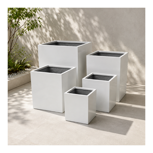 Precio de Fábrica, Producción Personalizada, Maceta Cuadrada Clásica de Fibra de Vidrio de la Mejor Calidad para Jardín y Hogar - Product Image 1