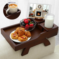 Hochwertiger Holz-Sofa-Getränkehalter 4-in-1 Holz-Seitenablage für Sofa-Armlehne mit Handy- und Tablet-Halterung