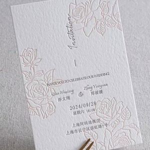 Cartes d'invitation de mariage et cartes de remerciement professionnelles personnalisées en papier coton 600g avec logo en relief pressé - Product Image 6