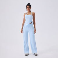 Nouvel ensemble de sport extensible quatre directions léger grande taille pour femme, avec cordon de serrage doux à la taille, deux pièces, vêtements d'entraînement et de fitness actifs