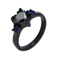 Bague de couple en acier inoxydable de luxe incrustée de zircon, motif cœur, plaqué zinc bleu, tendance, pour mariage, homme et femme