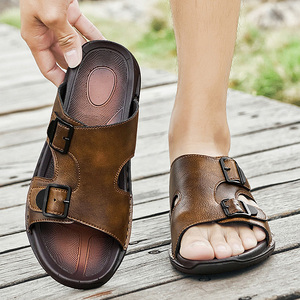 Sandali Estivi da Uomo di Alta Qualità, Sneakers alla Moda, <span class=keywords><strong>Ciabatte</strong></span> da Spiaggia Antiscivolo per Esterni, Fatte a Mano <span class=keywords><strong>in</strong></span> Vera <span class=keywords><strong>Pelle</strong></span> Leggera - Product Image 5