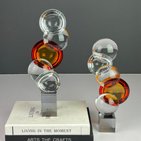 Ornement en verre abstrait coloré en forme d'orbite, figurine créative en boules empilées, artisanat d'intérieur de luxe pour hall d'hôtel et salon