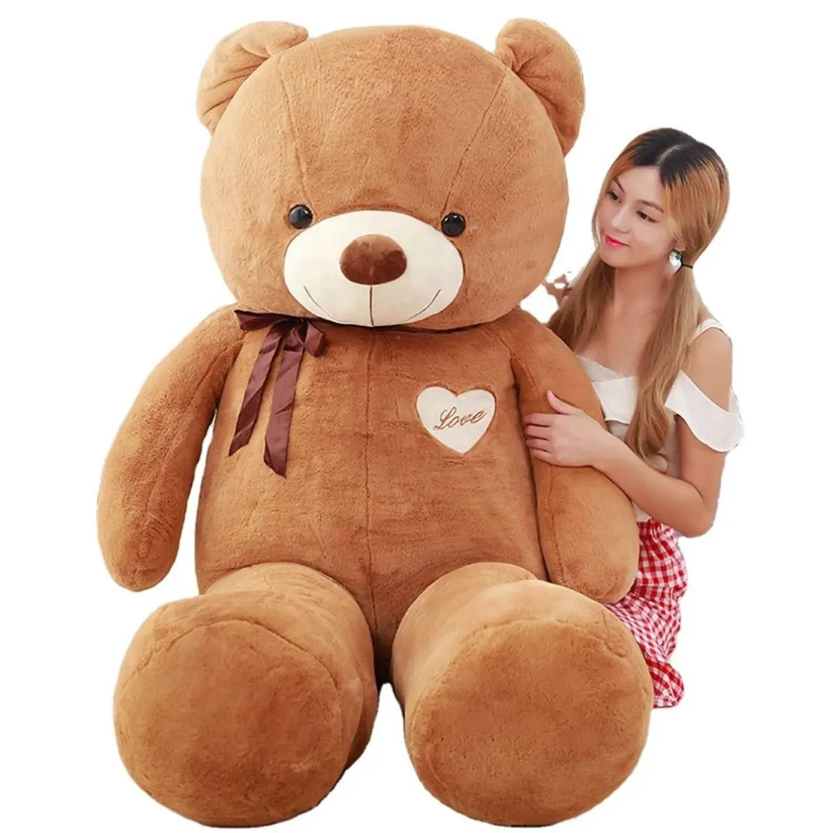Urso de pelúcia enorme de 80-180 cm para crianças, boneco de pelúcia com roupa