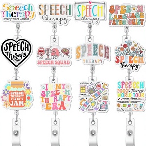 Porta-credenciales acrílicos al por mayor, regalos para terapeutas del habla, cordones retráctiles para identificación para logopedistas y asistentes - Product Image 1