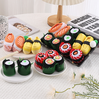 Lot de chaussettes en coton personnalisées en gros, motifs colorés Pizza Sushi, jetables, décontractées, avec boîte cadeau incluse