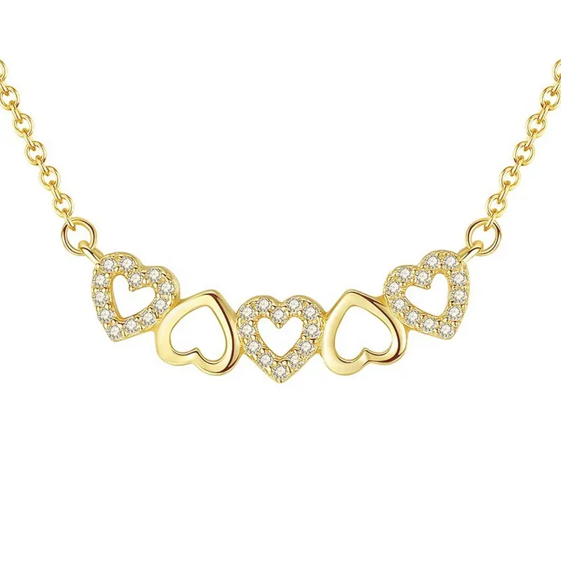 Гемнель, модные 925 стерлингового серебра, 18-каратное позолоченное Бриллиантовое сердце, подвески для ожерелья