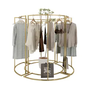 Wholesale Clothes Shop Shelf Round Clothes Stand Display Gold Clothing Rack Clothing Store Display Rack