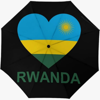 Parapluie entièrement automatique de haute qualité, compact et portable, avec motif du drapeau national du Rwanda, style créatif