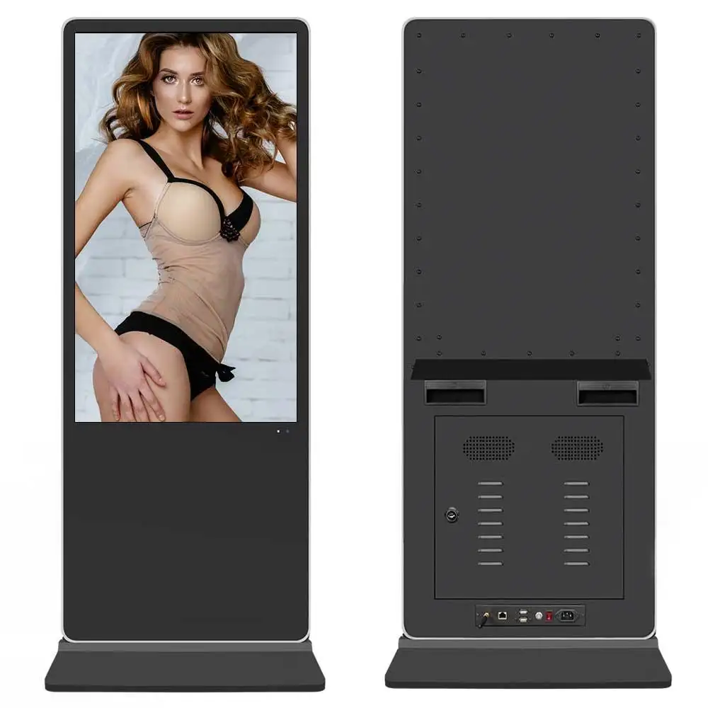 Floor standing 55 Inch Indoor Android Video LCD Advertising Player Kiosk Vertical Totem Digital Touch Screen Signage Display