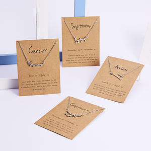 Bijoux fantaisie Shopee Cadeau de naissance <span class=keywords><strong>Horoscope</strong></span> céleste Signe du zodiaque Pendentif en cristal Plaqué or Signe étoile Colliers avec carte - Product Image 5