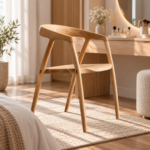 Silla de Comedor Escandinava de Madera Maciza, Diseño Moderno y Minimalista, Mueble Estable para el Hogar, Uso en Interiores, Acabado en Tono Claro - Product Image 1