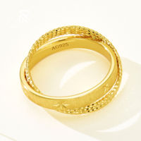 Bague Rochime tendance plaquée or 18 carats, or flottant brossé, superposée, argent 925, bijoux de haute qualité, bague pour femme