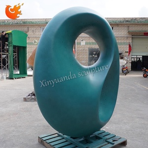 Modern Geschilderde Grote Abstracte Ronde Roestvrijstalen Sculptuur Winkelcentrum Openbare Ruimte Decor Outdoor Landschapskunstinstallatie - Product Image 3