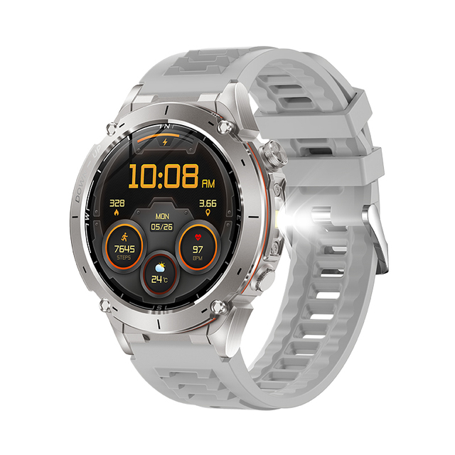 Y101 GPS Smart Watch 730mAh Amoled 1.43 HD Screen 3ATM Air Pressure Altitude Compass LED Flashlight Metal BT Call IP67