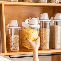 Boîtes de stockage des aliments scellées en plastique de grande capacité Conteneur de stockage de céréales pour aliments secs Boîte de stockage de grains étanche avec tasse à mesurer