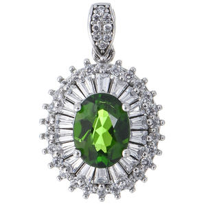 El yapımı 925 ayar gümüş doğal diyopsit taşlı kolye, mor kristal şifa taşı, rodyum kaplama oval kesim pençe ayarlı. - Product Image 6