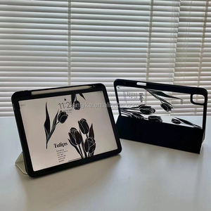 Coque tulipe pour <span class=keywords><strong>iPad</strong></span> <span class=keywords><strong>Pro</strong></span> 13 pouces M4 2024 Air 13 M2 <span class=keywords><strong>Pro</strong></span> 12.9 pouces 6e/5e/4e génération 2022/2021/2020 couverture à trois volets avec porte-crayon - Product Image 1