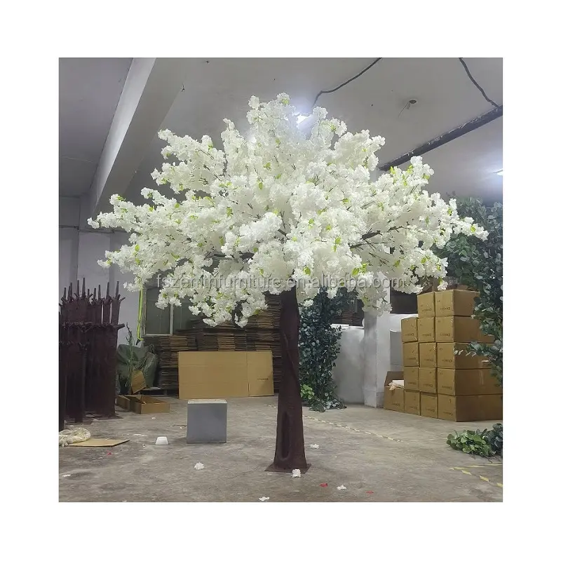 Falso árvore grande branco artificial cerejeira flor árvore para interior decorativo