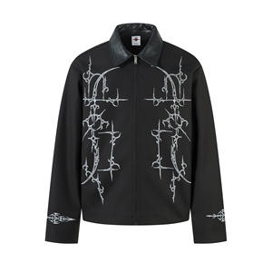 Chaqueta Gótica <span class=keywords><strong>para</strong></span> Hombre Otoño 2025, Estilo Urbano de Marca Moderna, <span class=keywords><strong>Cierre</strong></span> de Cremallera, Diseño Americano con Espinas <span class=keywords><strong>para</strong></span> Invierno - Product Image 2