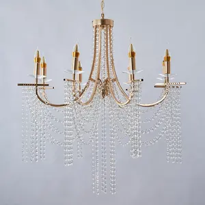 Vàng Màu Hạt Chuỗi Sang Trọng Chandelier Pendant Lights Đối Với Trang Trí Đám Cưới