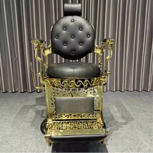 Silla de peluquero Vintage de lujo de alta calidad, silla de salón, muebles de salón en cuero negro - Product Image 3