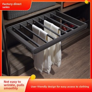 Porte-pantalons multifonctionnel en fer à tirer <span class=keywords><strong>pour</strong></span> <span class=keywords><strong>dressing</strong></span>, panier de rangement rétractable avec fonction d'amortissement et supports à clips - Product Image 2