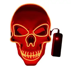 Nuova maschera Horror di Halloween a forma di teschio bianco maschera luminosa Ghost Festival danza atmosfera LED maschera