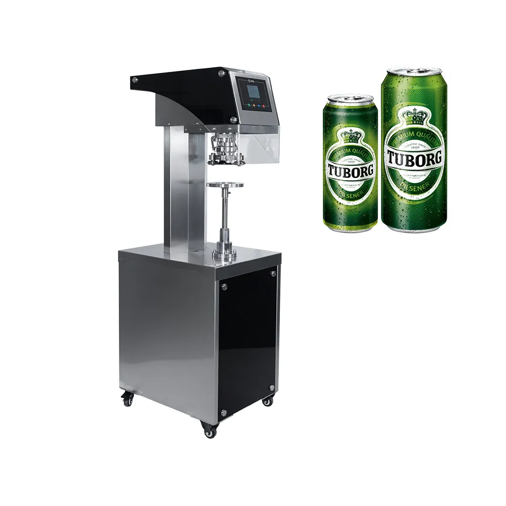 Semi Automatic Beer Beverage Aluminum Easy Open Tin Can Soda Juice Drink Plastic Can Filling Sealing Machine