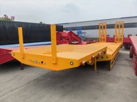 Remorque de transport à 3 essieux, semi-remorque à plateau surbaissé avec échelle hydraulique, remorque à plateau surbaissé robuste à 3 essieux