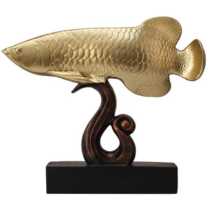 Adorno de Pez Dragón Dorado de Resina, Decoración Feng Shui para Sala de Estar, Oficina, Decoración del Hogar - Product Image 5