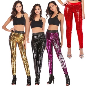 Leggings de Compression pour femmes, pantalon Sexy à paillettes rouges, pantalon à paillettes de noël, collant de danse, pantalon de Yoga - Product Image 1