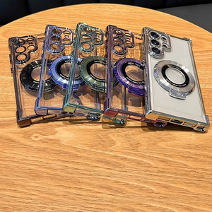 Pour Samsung Film d'objectif tout compris Couverture en TPU galvanoplastie transparente avec étui de téléphone à support magnétique - Product Image 4