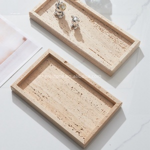 Pietra di travertino naturale stile Vintage italiano per vassoio decorativo Beige piatto d'arredo morbido casa Boutique Hotel - Product Image 2
