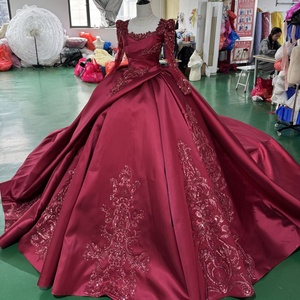 ชุดเดรสเจ้าสาวหรูหรา Jxs19 ประดับลูกไม้สไตล์ราชวงศ์ สำหรับงาน Quinceanera ประดับด้วยลูกปัดวิบวับ คริสตัล  ทรงบอลกาวน์ ยาวกรอมพื้น เหมาะสำหรับงานวันเกิด - Product Image 4