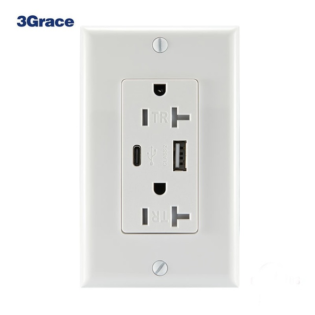 125V USB Charger Outlet with TYPE A+TYPE C Port Wall Receptacle Switch Product Category Wall Switches