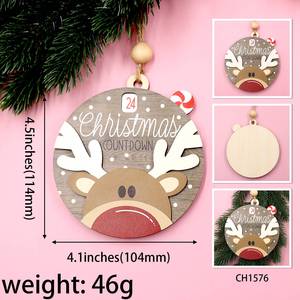 Adornos de cuenta regresiva de Navidad de alta calidad con cuentas impresas UV Adorno de madera de Navidad personalizado único - Product Image 2
