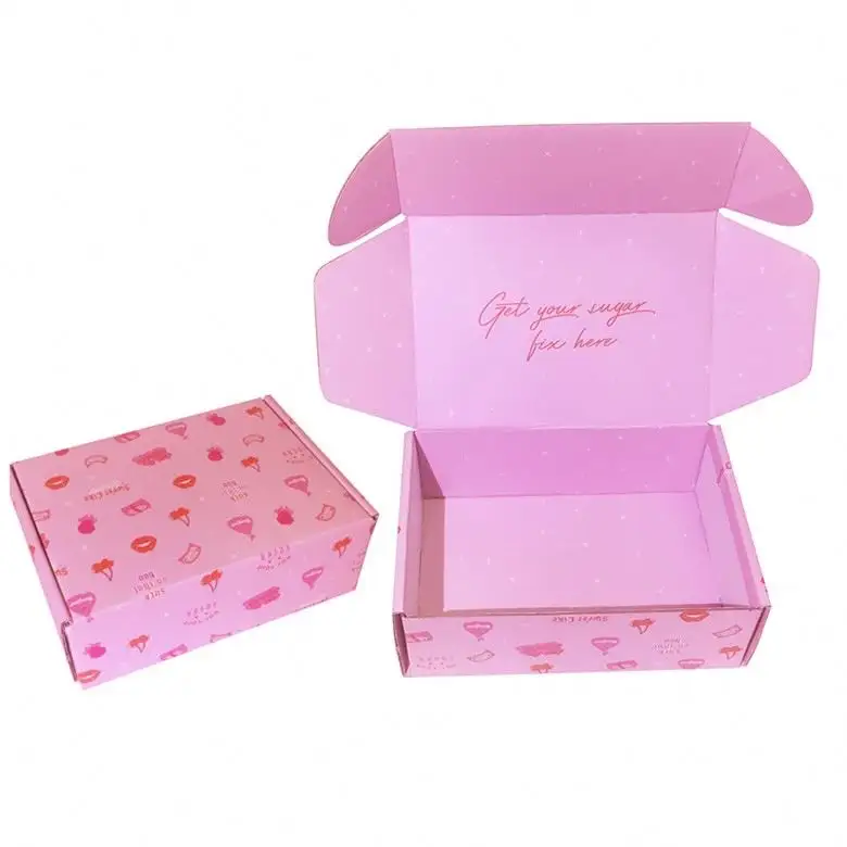 Recycle Paper Printing Packaging Box Customised Colored Mailer Pink shipper corrugated Boxes With Good Quality for Gift