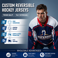 Maillot de hockey sur glace réversible bleu marine personnalisé, sublimation par transfert thermique, maille respirante, léger, manches longues, pour adultes, vente en gros OEM